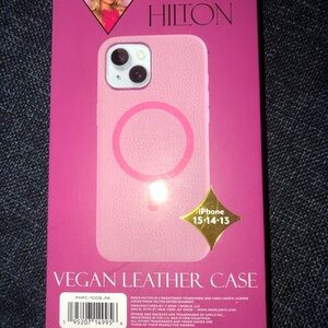 Paris Hilton Pink Vegan Leather iPhone Case with MagSafe Ring